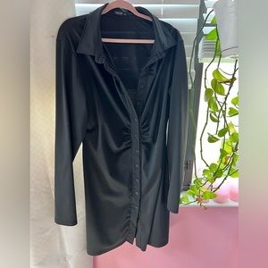 Ruched Bodycon Button Through Dress